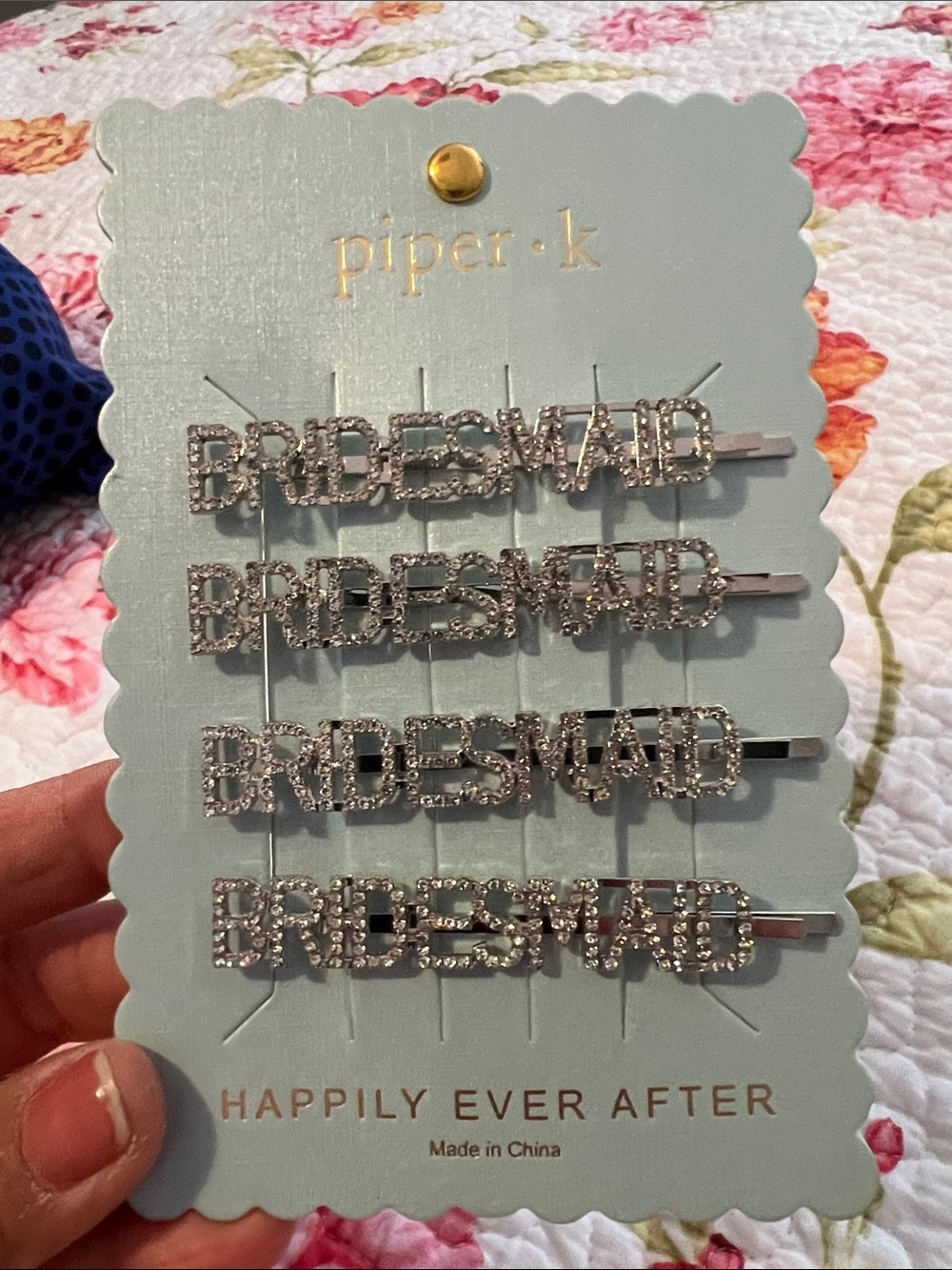 Piper.k Silver Rhinestone 'BRIDESMAID' Hair Pins - Sparkling Silver Set